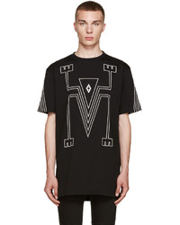 Мужская черная футболка с круглым вырезом с геометрическим рисунком от Marcelo Burlon County of Milan