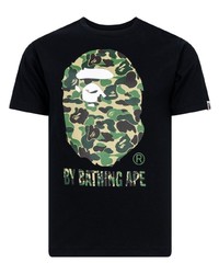 Мужская черная футболка с круглым вырезом с камуфляжным принтом от A Bathing Ape