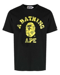 Мужская черная футболка с круглым вырезом с камуфляжным принтом от A Bathing Ape