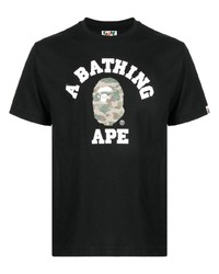Мужская черная футболка с круглым вырезом с камуфляжным принтом от A Bathing Ape