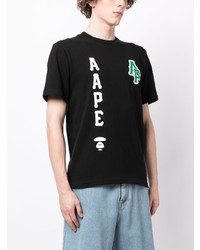 Мужская черная футболка с круглым вырезом с камуфляжным принтом от AAPE BY A BATHING APE