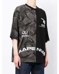 Мужская черная футболка с круглым вырезом с камуфляжным принтом от AAPE BY A BATHING APE