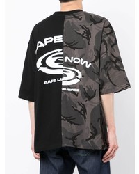 Мужская черная футболка с круглым вырезом с камуфляжным принтом от AAPE BY A BATHING APE