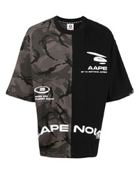 Мужская черная футболка с круглым вырезом с камуфляжным принтом от AAPE BY A BATHING APE