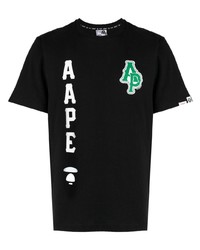 Мужская черная футболка с круглым вырезом с камуфляжным принтом от AAPE BY A BATHING APE