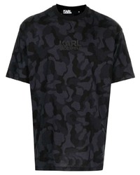 Мужская черная футболка с круглым вырезом с камуфляжным принтом от Karl Lagerfeld