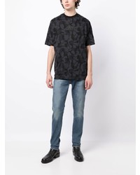 Мужская черная футболка с круглым вырезом с камуфляжным принтом от Karl Lagerfeld