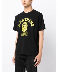 Мужская черная футболка с круглым вырезом с камуфляжным принтом от A Bathing Ape