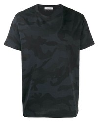 Мужская черная футболка с круглым вырезом с камуфляжным принтом от Valentino