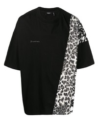 Мужская черная футболка с круглым вырезом с леопардовым принтом от FIVE CM