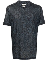 Мужская черная футболка с круглым вырезом с "огурцами" от Etro