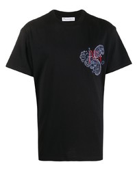 Мужская черная футболка с круглым вырезом с "огурцами" от JW Anderson