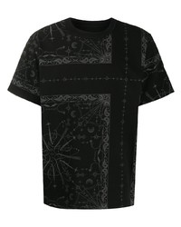 Мужская черная футболка с круглым вырезом с "огурцами" от Sacai