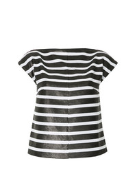 Женская черная футболка с круглым вырезом с пайетками в горизонтальную полоску от G.V.G.V.
