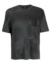 Мужская черная футболка с круглым вырезом с принтом тай-дай от Ea7 Emporio Armani