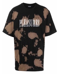Мужская черная футболка с круглым вырезом с принтом тай-дай от Pleasures