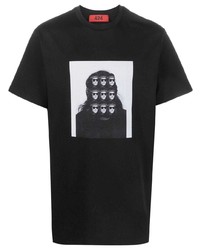 Мужская черная футболка с круглым вырезом с принтом от 424