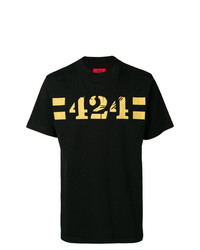 Мужская черная футболка с круглым вырезом с принтом от 424