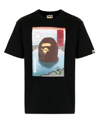 Мужская черная футболка с круглым вырезом с принтом от A Bathing Ape