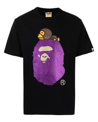 Мужская черная футболка с круглым вырезом с принтом от A Bathing Ape