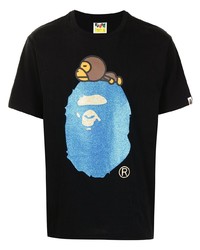 Мужская черная футболка с круглым вырезом с принтом от A Bathing Ape