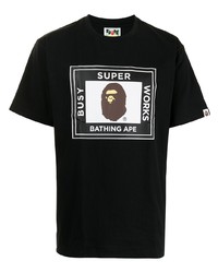 Мужская черная футболка с круглым вырезом с принтом от A Bathing Ape