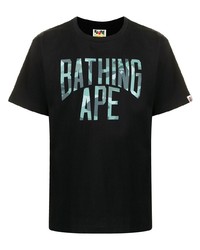 Мужская черная футболка с круглым вырезом с принтом от A Bathing Ape