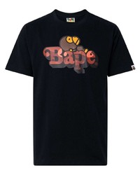 Мужская черная футболка с круглым вырезом с принтом от A Bathing Ape