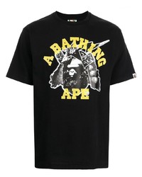 Мужская черная футболка с круглым вырезом с принтом от A Bathing Ape