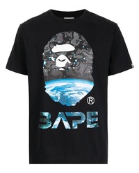 Мужская черная футболка с круглым вырезом с принтом от A Bathing Ape