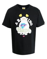 Мужская черная футболка с круглым вырезом с принтом от A Bathing Ape