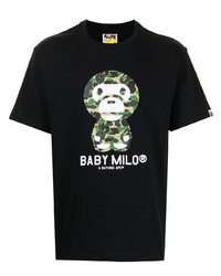 Мужская черная футболка с круглым вырезом с принтом от A Bathing Ape