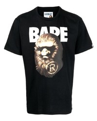 Мужская черная футболка с круглым вырезом с принтом от A Bathing Ape