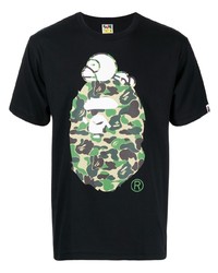 Мужская черная футболка с круглым вырезом с принтом от A Bathing Ape