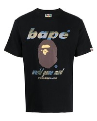 Мужская черная футболка с круглым вырезом с принтом от A Bathing Ape