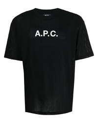 Мужская черная футболка с круглым вырезом с принтом от A.P.C.