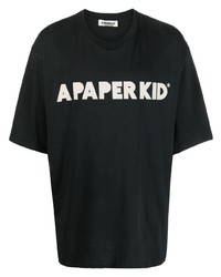 Мужская черная футболка с круглым вырезом с принтом от a paper kid
