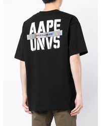 Мужская черная футболка с круглым вырезом с принтом от AAPE BY A BATHING APE