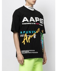 Мужская черная футболка с круглым вырезом с принтом от AAPE BY A BATHING APE