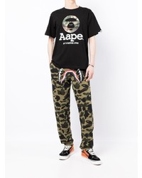 Мужская черная футболка с круглым вырезом с принтом от AAPE BY A BATHING APE