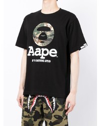 Мужская черная футболка с круглым вырезом с принтом от AAPE BY A BATHING APE