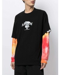 Мужская черная футболка с круглым вырезом с принтом от AAPE BY A BATHING APE