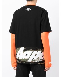 Мужская черная футболка с круглым вырезом с принтом от AAPE BY A BATHING APE