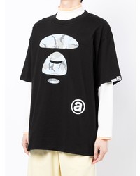 Мужская черная футболка с круглым вырезом с принтом от AAPE BY A BATHING APE