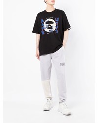 Мужская черная футболка с круглым вырезом с принтом от AAPE BY A BATHING APE