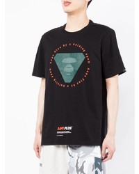 Мужская черная футболка с круглым вырезом с принтом от AAPE BY A BATHING APE