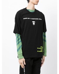 Мужская черная футболка с круглым вырезом с принтом от AAPE BY A BATHING APE