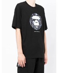 Мужская черная футболка с круглым вырезом с принтом от AAPE BY A BATHING APE