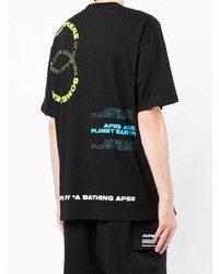 Мужская черная футболка с круглым вырезом с принтом от AAPE BY A BATHING APE