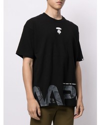 Мужская черная футболка с круглым вырезом с принтом от AAPE BY A BATHING APE